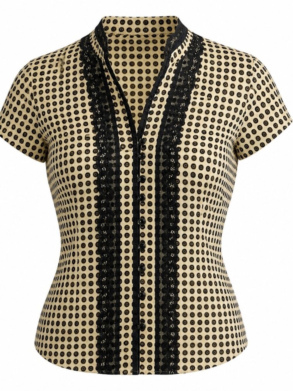 EMMA JAMES Art-to Wear Lace Geometric Blouse Top Shirt, Size 14